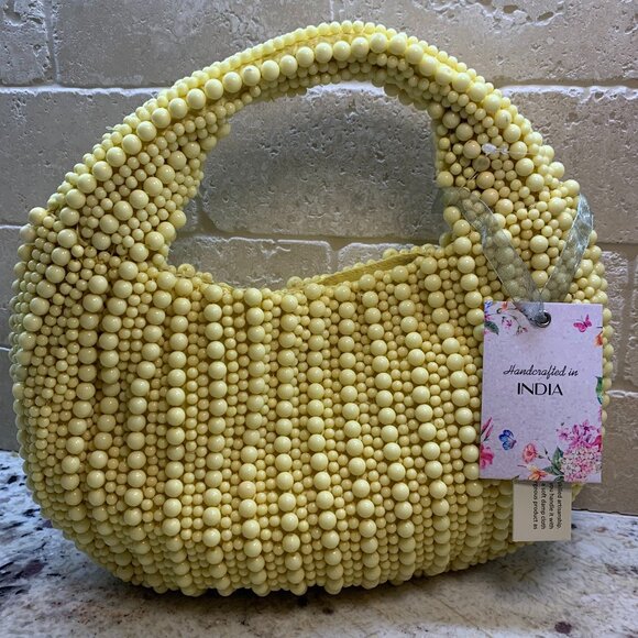 TIK TOK Beaded Yellow Evening Bag NWT - Picture 2 of 8
